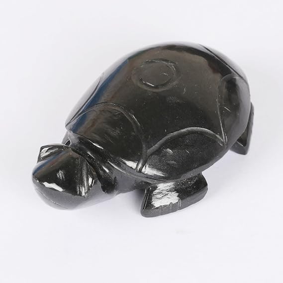 GEMHUB 523.2 Ct. Natural Black Tourmaline Turtle Stone Statue for Home Decoration