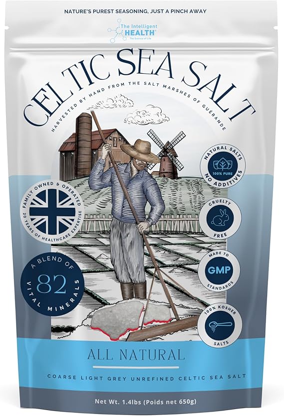Celtic Sea Salt, Unrefined Light Grey Coarse Salt, Hand-Harvested, 650g | Hand-Harvested in Guérande France - Natural, Kosher, Rich in 82 Vital Minerals
