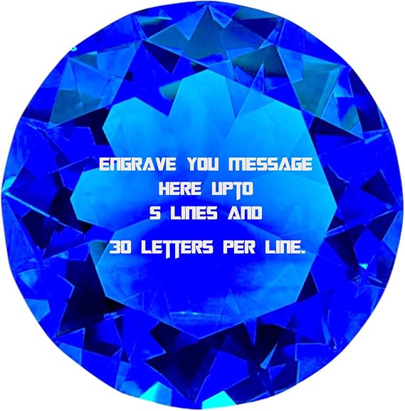 Custom Personalized Crystal Diamond Engraved Paper Weight (R Blue)