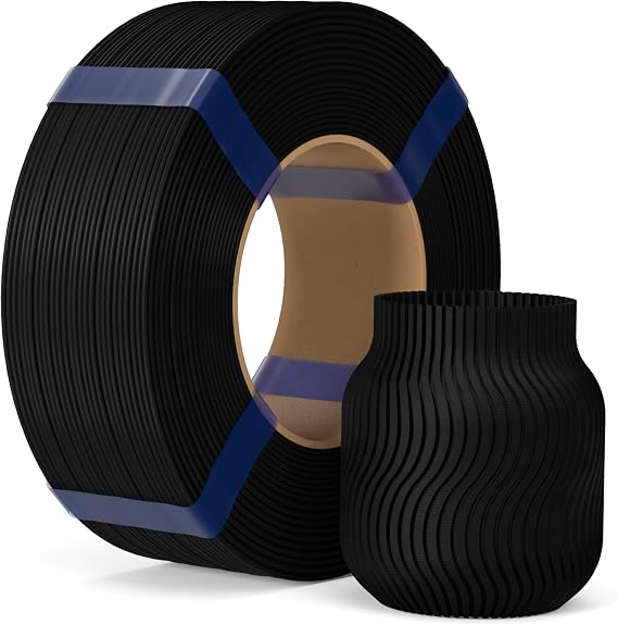 ELEGOO PLA Basic Refill Filament 1.75mm Black 1KG, 3D Printer Filament No Spool Dimensional Accuracy +/- 0.02mm, 3D Printing PLA for Reusable Spool Refilling