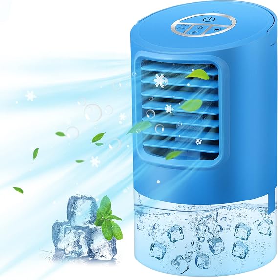 IMIKEYA Personal Air Conditioner: 3 in 1 Portable Air Conditioner Fan, Evaporative Mini Air Conditioner Humidifier With 3 Speeds Air Cooler Desk Misting Cooling Fan for Room Office LED Light