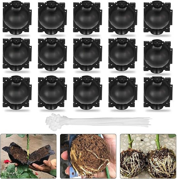 nutroeno 15 pcs Plant Root Growing Box Cloning Ball - Air Layering High Pressure Grafting Propagation Ball, Assisted Cutting Rooting for Plants Asexual Reproduction(M)