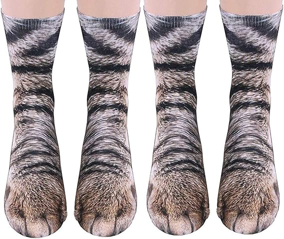 Animal Paws Socks - Funny 3D Animal Socks Crazy Cat Tiger Dog Paw Crew Socks Novelty Socks Gag Gifts