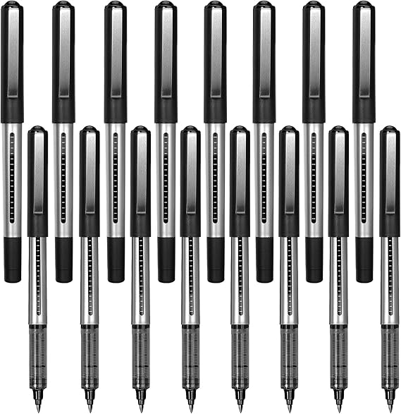Rollerball Pens Black Ink, 16PCS, Black Gel Pens 0.5mm