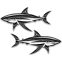 Shark Emblem 3D Fish Badge – Custom Car Sticker for Car, Truck, SUV, Trunk, Hood, Fender – Set of 2 (Chrome)