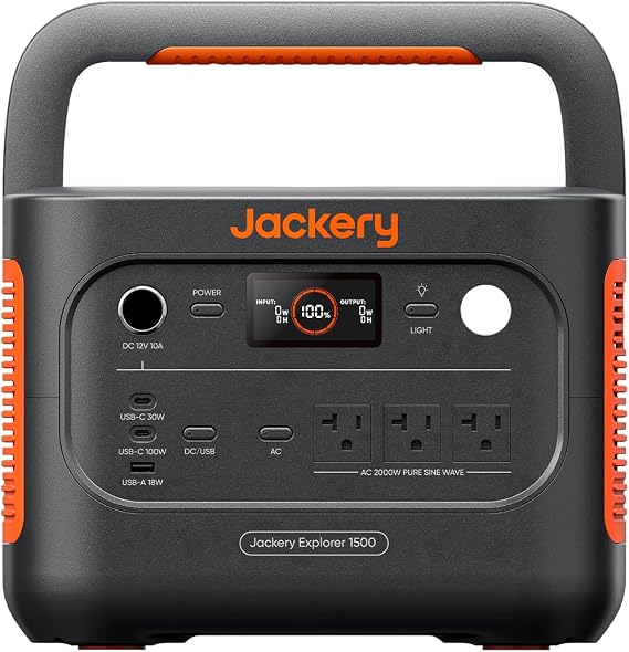 Jackery Explorer 1500 v2 Power Station,1536Wh,2000W Output | 4000W Peak, LiFePO4 Battery, 1 H Fast Charge, 10ms UPS, Solar Generator for Outdoor, Camping, RV, Off-Grid