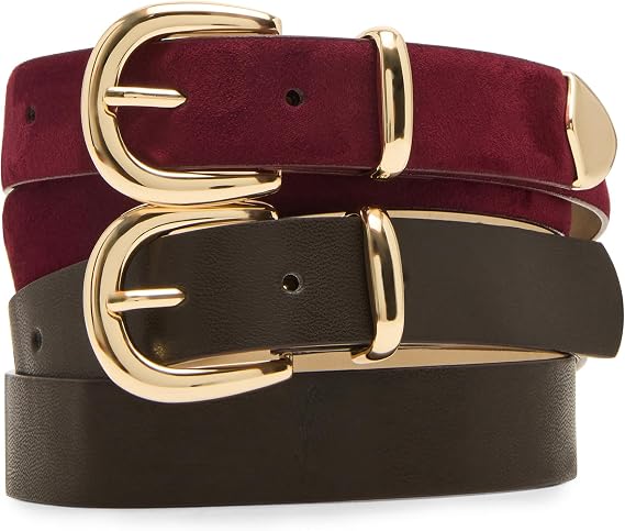 Steve Madden Women's Steve Madden 2 Pack Women Belts for Jeans Dresses Pants Ladies Waist Belt