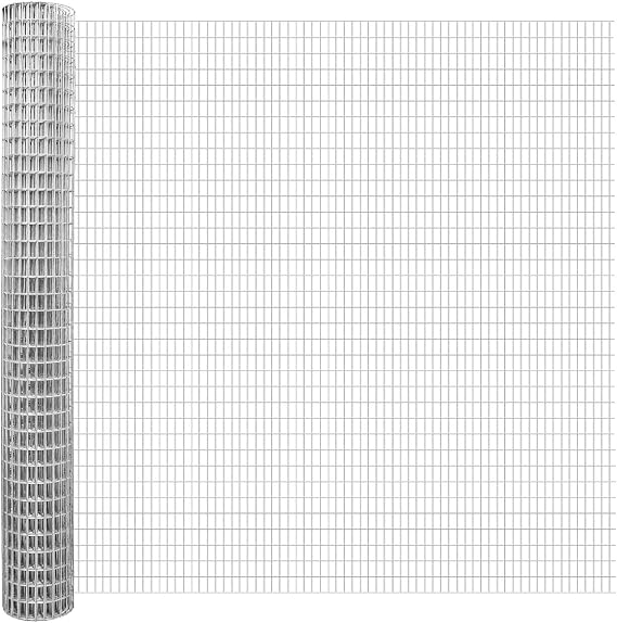 Fencer Welded Wire Fence - 16 Gauge Galvanized, 0.5-Inch x 1-Inch Mesh, Hog Wire Fencing, Home & Animal Enclosure (2ft. x 25ft.)