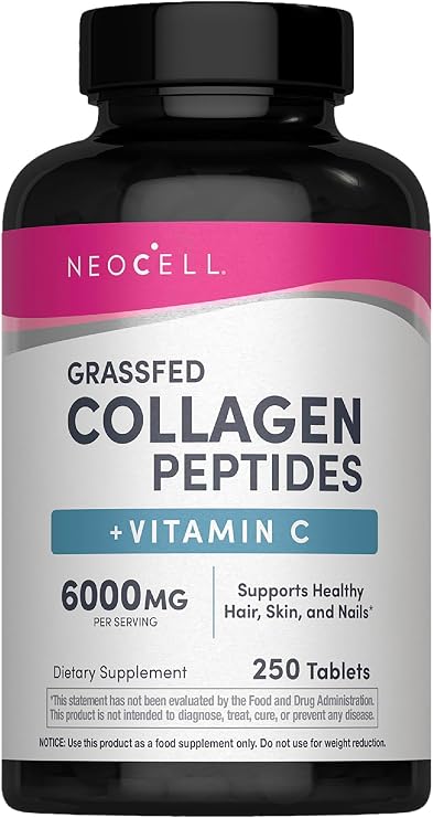 NeoCell Collagen Peptides | 250 Tablets | with Vitamin C | Grassfed Supplement | Hair, Skin, Nails | for Women and Men | Grassfed Supplement | Hair, Skin, Nails | for Women and Men