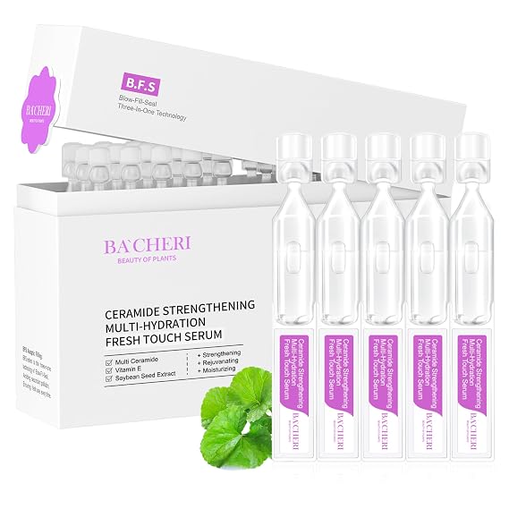 Ceramide Serum for Dry Sensitive Skin Ceramide Complex with Hyaluronic Acid, Hydrates & Repairs Skin Barrier, Soothes Redness & Irritation, 1.8ml x 30 Ampoules