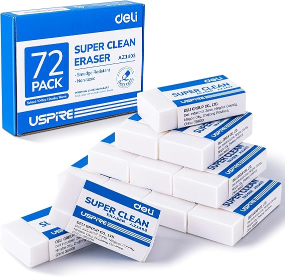 Deli Pencil Erasers, Pencil Eraser, 72 Pack