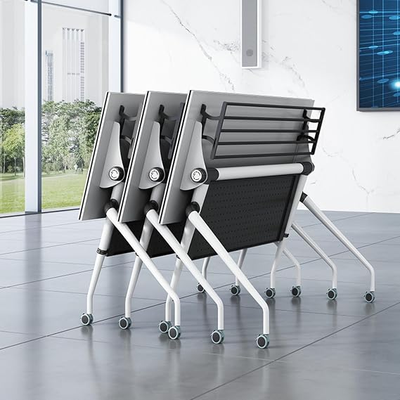 Folding Flip-Top Training Table, Mobile Classroom Desk with Wheels,120 cm Long, 40 cm Wide, Nesting Design, Space-Saving Multipurpose Office Table L120W40H75cm 4 Set