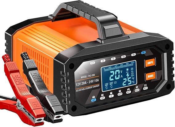 Upgraded Battery Charger 0-20A 12V/24V Adjustable Current Battery Charger,