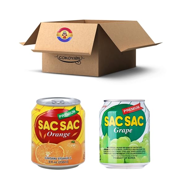 LOTTE SAC SAC Orange Grape COCO Grape Variety Package Best Lunch Box Healthy Drink (2 Combo, set of 4)