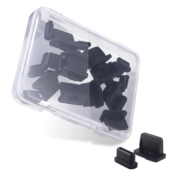 Cable Matters Combo-Pack USB-C and USB Port Covers, 10x Each, Black
