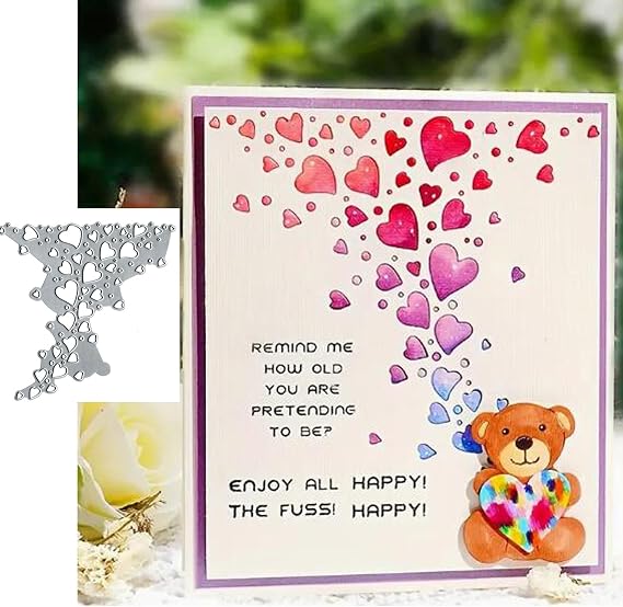 Sweet Heart Background Metal Die Cuts,Valentine's Day Heart Love Cutting Dies Cut Stencils DIY Scrapbooking Decorative Embossing Paper Party Wedding Card Making, silver