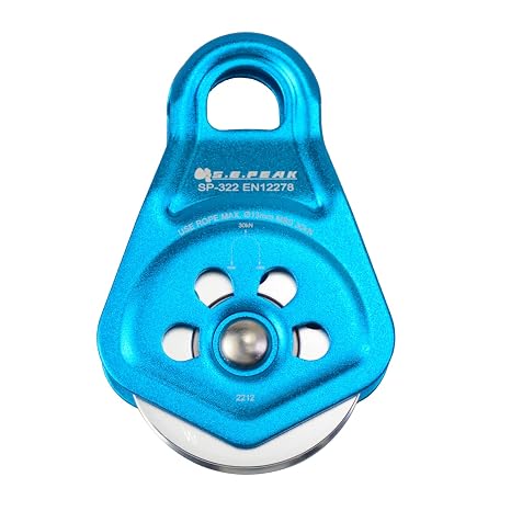 30kN Upgraded Rescue Single Pulley Sheave with Swing Plate,CE High Strength Pulley for Backyard Zipline, Climbing, Rock Rescue Lifting, Hauling, Fit Rope up to 13 mm/Holds Up to 6750lbs,Blue