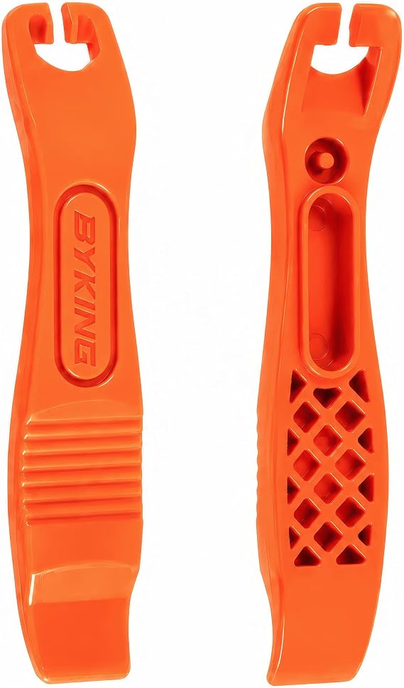 Byking Bicycle Tyre Levers (Set of 2), Strong Lever for Quick Tyre Removal, Cycling Tool Gift. (Orange)