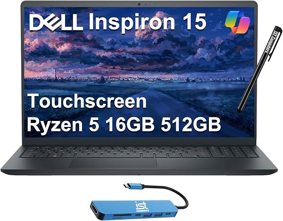 DELL Inspiron 15 15.6" Business Laptop (FHD Touchscreen, AMD Ryzen 5 7530U, 16GB RAM, 512GB PCIe SSD, (6-Core Beat i7-1165G7)) Numeric Keypad, Webcam, 2024 Inspiron 3000 3535, Win 11 Pro, Carbon Black