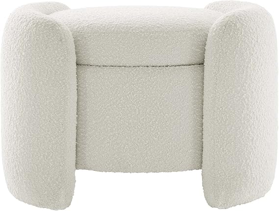 Modern Boucle Upholstered Ottoman Storage Makeup Vanity Stool,Nebula Upholstered Teddy Fabric with Lid Storage Sofa Chair,Round Armless Deluxe Pouf Ottoman for Living Room,Hotel,Bedroom Leisure Chair