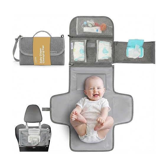 Portable Changing Pad Waterproof Foldable Diaper Changing Pad with Wipes Pocket, Soft Travel Changing Mat for Baby, Compact & Easy to Clean Newborn Gift
