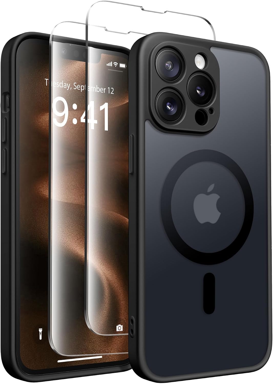CAPRARO Magnetic for iPhone 13 Pro Max Case, [Compatible with MagSafe] [Full Camera Protection] [13FT Drop Protection] Shockproof Protective Slim Translucent Matte Phone Case, Black