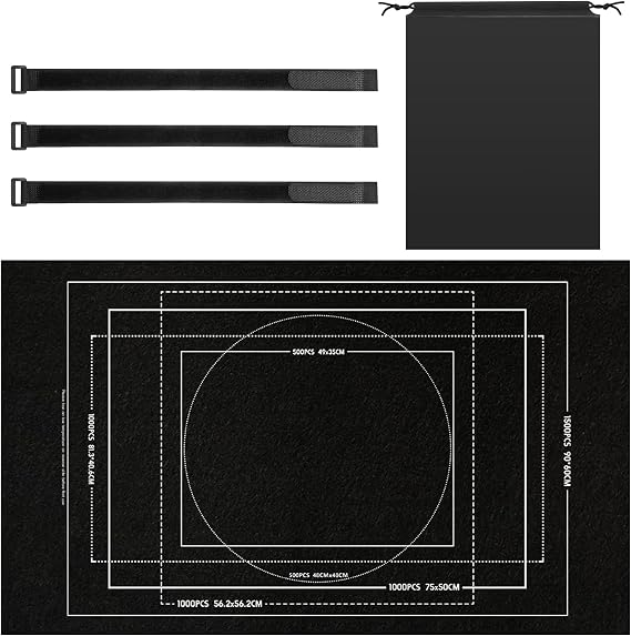 Jigsaw Puzzle Mat – Black Puzzle Mat with straps and Storage Bag, Easy Roll Up, Portable and Foldable – Ideal Jigsaw Roll for Adults, Mats for Jigsaws 1500, Large Sets Accessories
