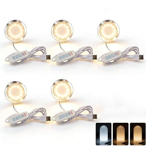 5PCS LED Lamp Kit 001 for Bambu Lab 3D Printer | Three Colors, H2D/X1/P1P/A1 mini Makerworld, anycubic Makeronline, 5V USB Powered, 3000K Warm Light