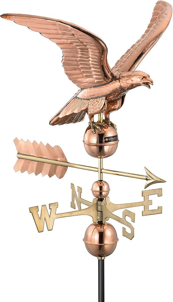 Good Directions Polished Copper Eagle Weathervane Decorative Rooftop Accent for Barns, Homes, Sheds, and Cupolas Durable & Handcrafted