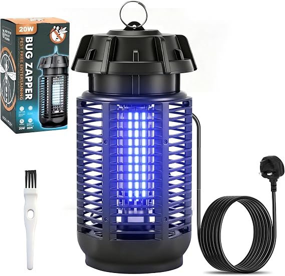 Electric Mosquito Killer Lamp, Bug Zapper, 20W UV Fly Zapper Killer for Indoor and Outdoor, Portable Mosquito Zappe for Home Backyard Camping