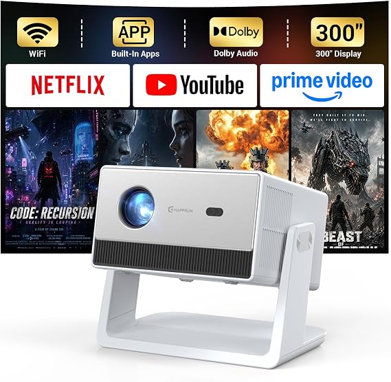 HAPPRUN 1500 ANSI 4K Decoding Outdoor Projector with Built-in Streaming App