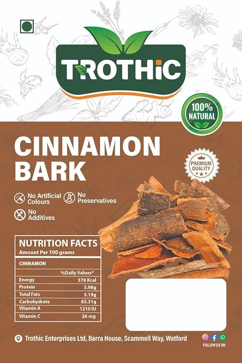 Trothic Spices Cassia Cinnamon bark Dalchini Karuvapatta 50g