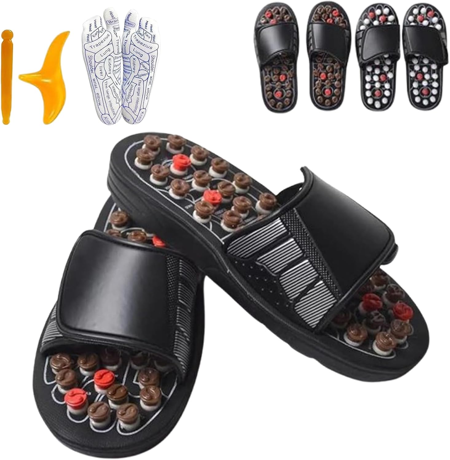Acupuncture Slippers for Men, Reflexology Foot Massager Tools Foot Massage Slippers Plantar Fasciitis Relief Acupoint Reflexology Sandals Shoes Brown,L-Men9.5-11