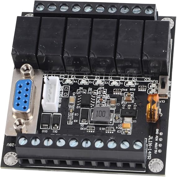PLC Industrial Programmable Control Board FX1N 14MR, Relay Controller Module, 24V, with GX Programming Software, Anti Interference Design, Super Encryption Feature