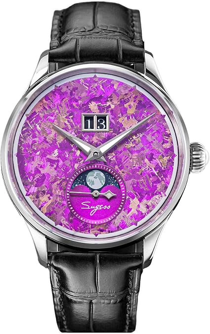 Sugess MoonPhase Master 41mm S401.ZP Crystallized Titanium Dial ST2528 Automatic Mechanical Mens Wrist Watch Seagull 1963