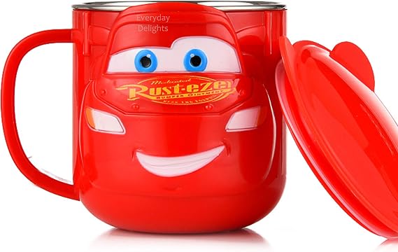 Everyday Delights Lightning McQueen Red Stainless Steel Insulated 3D Cup with Lid, 250ml