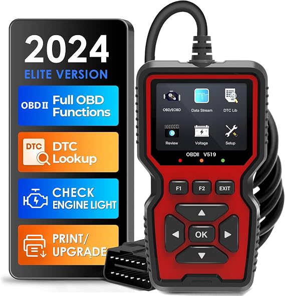 OBD2 Diagnostic Tool Tools V519 OBD2 Scanner Code Reader Engine Fault Code Reader OBDII Diagnostic Tool for Protocol Voltage Detection and Monitoring Engine Testing LCD Screen