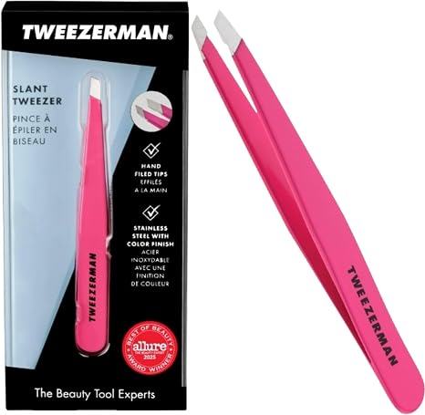 Tweezerman Neon Pink Slant Tweezer, Stainless Steel (Pack of 1)