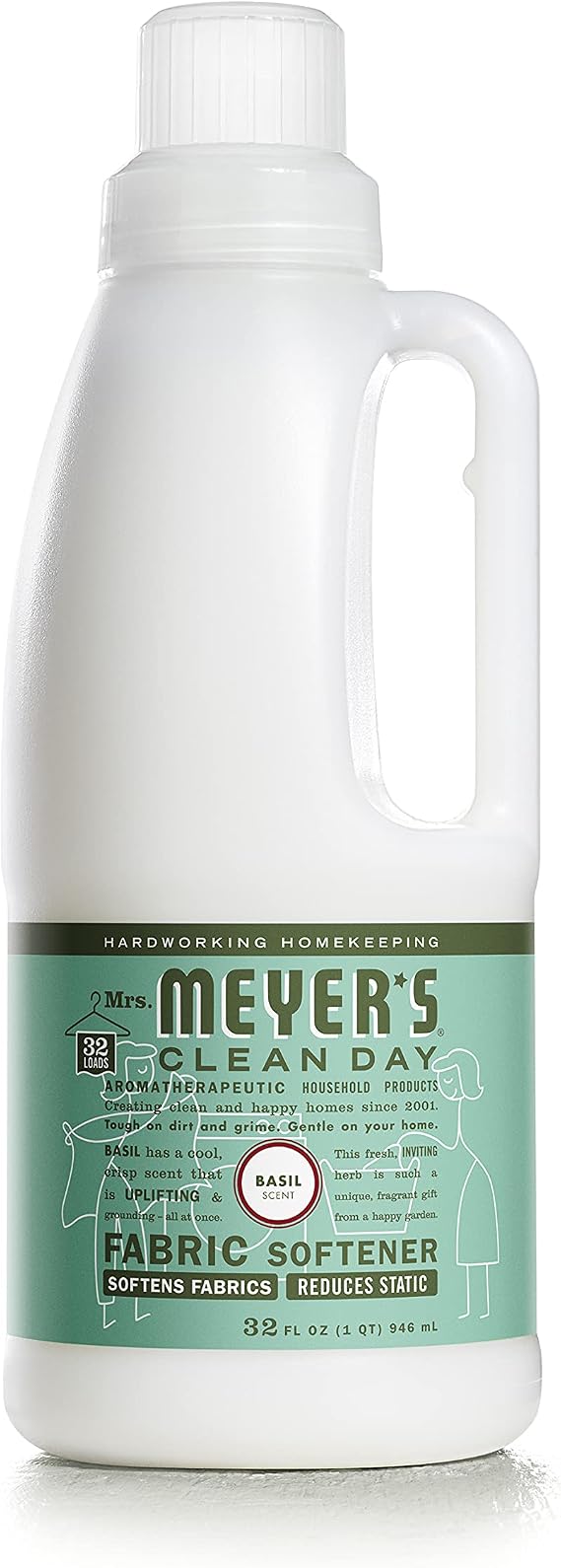 MRS. MEYER'S CLEAN DAY Liquid Fabric Softener, Basil, 32 fl oz