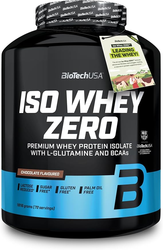 BioTechUSA Iso Whey Zero | Premium Whey Protein Isolate | Grass-Fed | Enzyme-Free | Sugar- and Gluten-Free, 1816 g, Chocolate
