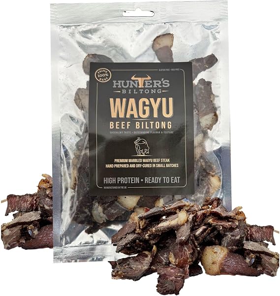 Hunter Wagyu Biltong - 200g - High Protein Healthy Snack for Training - Low Sugar & Gluten Free, MSG Free - Suitable for Keto Diets