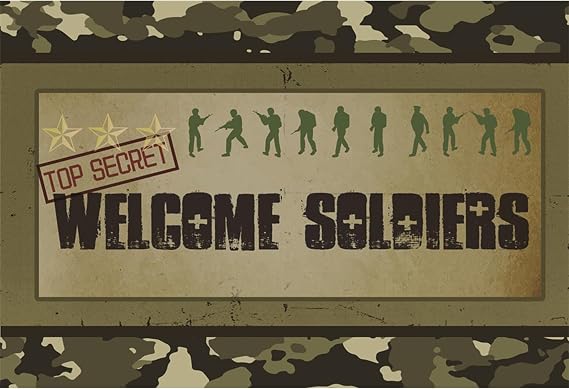 Army Soldier Backdrop 5x3ft Welcome Soldiers Photography Background Three Stars Top Secret Camouflage Backdrop Children Birthday Party Decor Background Photo Studio Props