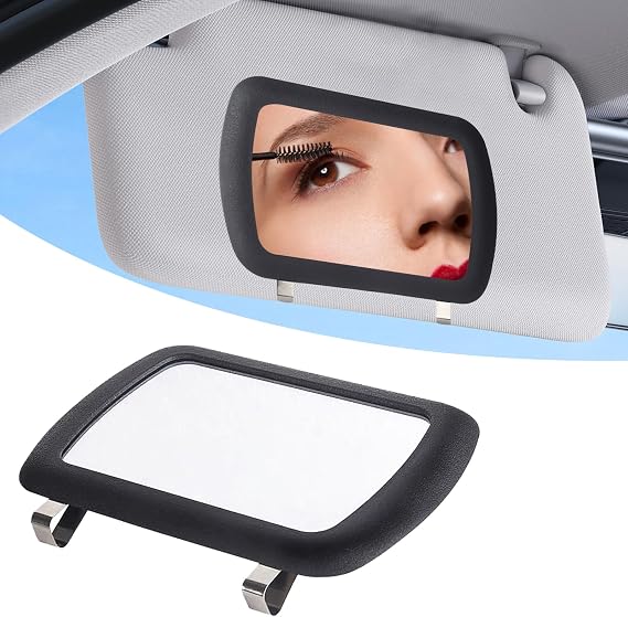 Car Sun Vanity Mirror, Clip-on Rear View Sun Visor Makeup Mirror for Women Girls, Portable HD Sun-Shading Cosmetic Mirrors Universal Car Interior Accessories for Most Cars, Trucks, SUVs