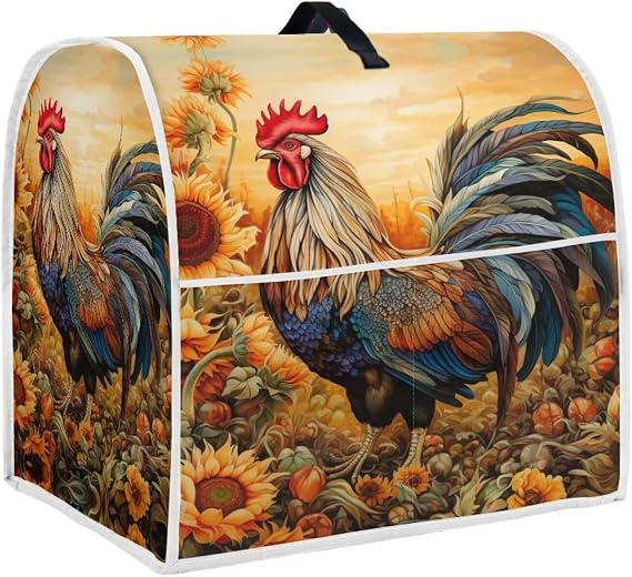 Upetstory Chicken Rooster Mixer Cover Cherry Blossom Kitchen Aid Mixer Covers Fit for 6-8 Quart Bowl Lift Stand Mixer Coffee Maker Toaster Bread Machine Dust Covers with Pocket