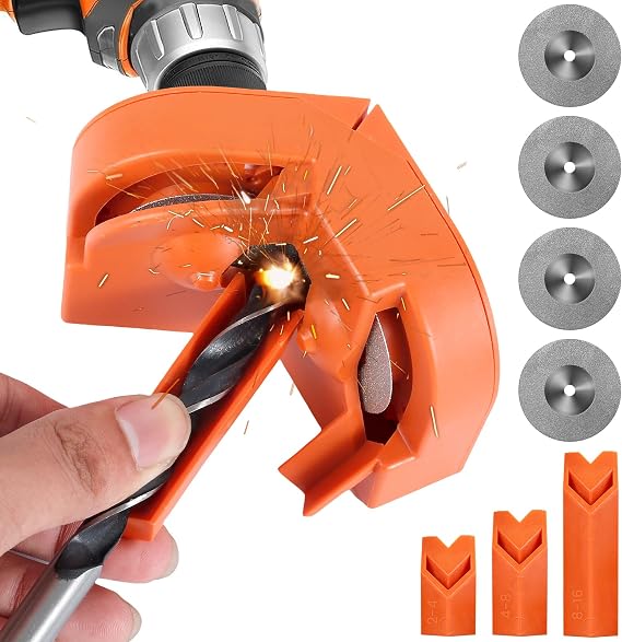 Drill Bit Sharpener Multipurpose Drill Bit Grinding Sharpener for All Bits Electric Drill Bit Sharpening Tool with Power Drill Drill Bit Sharpener Grinder Use for Hss Masonry Carbide Metal