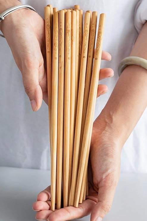 FORTUNE Chopsticks 1 Pack 10 Pairs - Chinese Food Stick - Bamboo