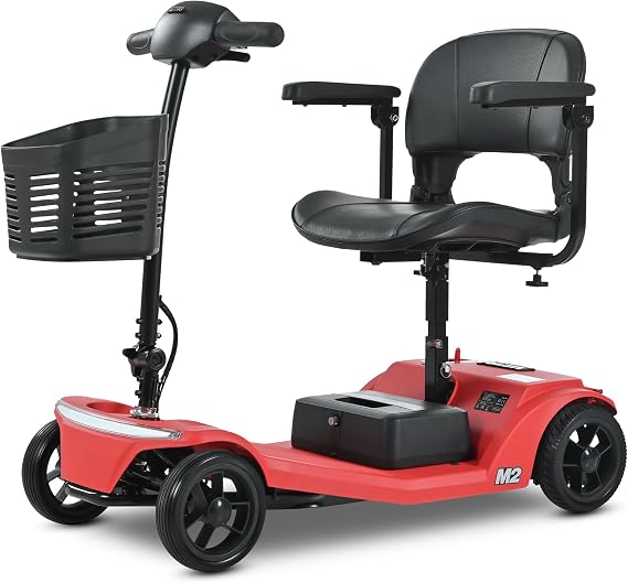 Metro Mobility 4 Wheel Mobility Scooters for Seniors-330 lbs Capacity Powered Mobility Scooters, Folding Mobility Scooter Lightweight, Travel -20 Miles Long Range-Red