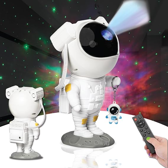 Astronaut Galaxy Projector by LFEWRX LED Starry Night Light Lamp with Remote Control for Kids Room & Bedroom Decor Ideal Gift for Boys, Girls, and Adults Includes Bonus Nebula Spaceman Keychain