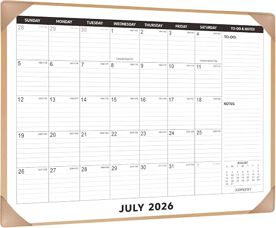 Large Desk Calendar 2026-2027 with Desktop Mat, KOPEESY 22" x 17" Desktop Calendar, 18 Mouths From July 2026 to December 2027, Office Supplies Desk Blotter Calendar for Home School and Office