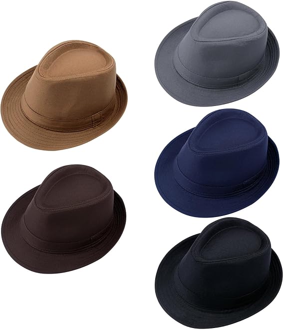 Gionforsy 5 Pack Men Women Fedora Hat 1920s Short Brim